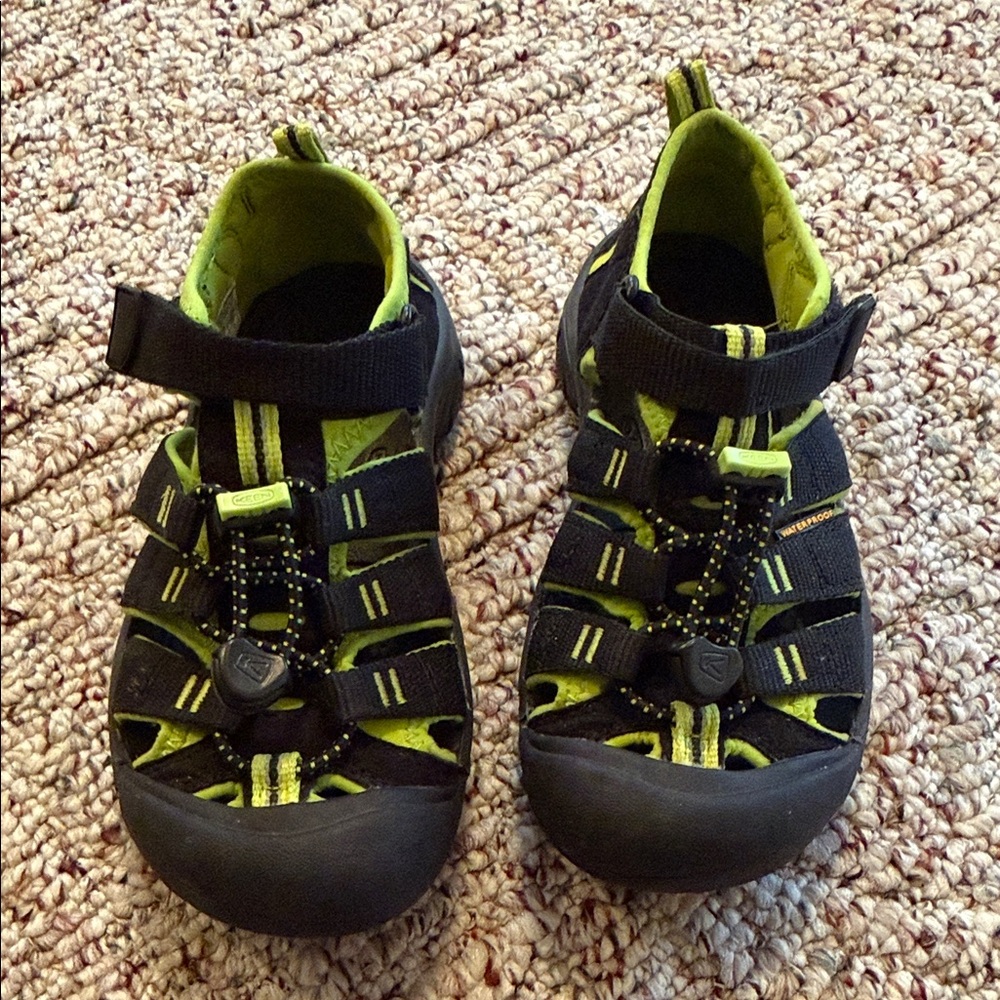 Keen Black and Neon Green Kids' Sandals
